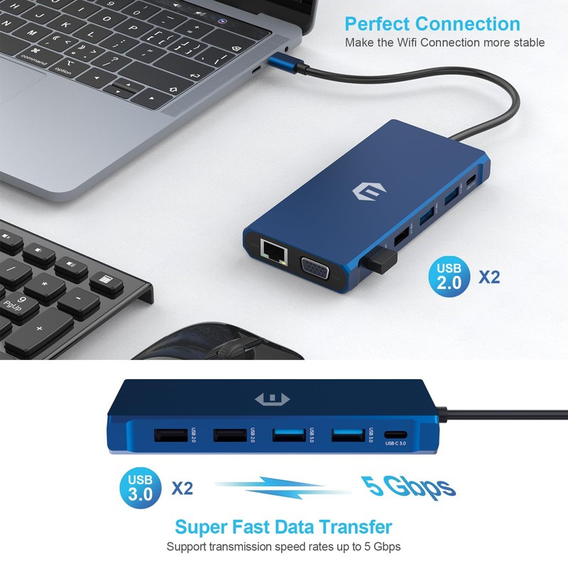 OBERSTER USB C Docking Station, 12 in 1 Triple Display