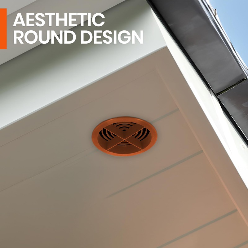 10 x Golden Oak, Tan Plastic 70mm Round Soffit Air