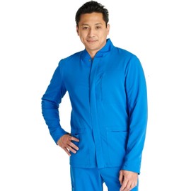 Cherokee Men's Scrub Jacket, Zip Front Stand-Up Collar and Snap at The Neck Closure CK329A, XS, Royal