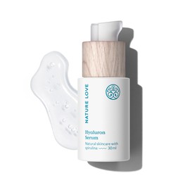 NATURE LOVE® Hyaluronic Serum - 30 ml High Dose Hyaluronic Acid (Hyaluronic Acid) - 100% Natural Cosmetics - with Sea Buckthorn Leaf Extract, Spirulina & Glycerin - Moisturising Serum, Face Care