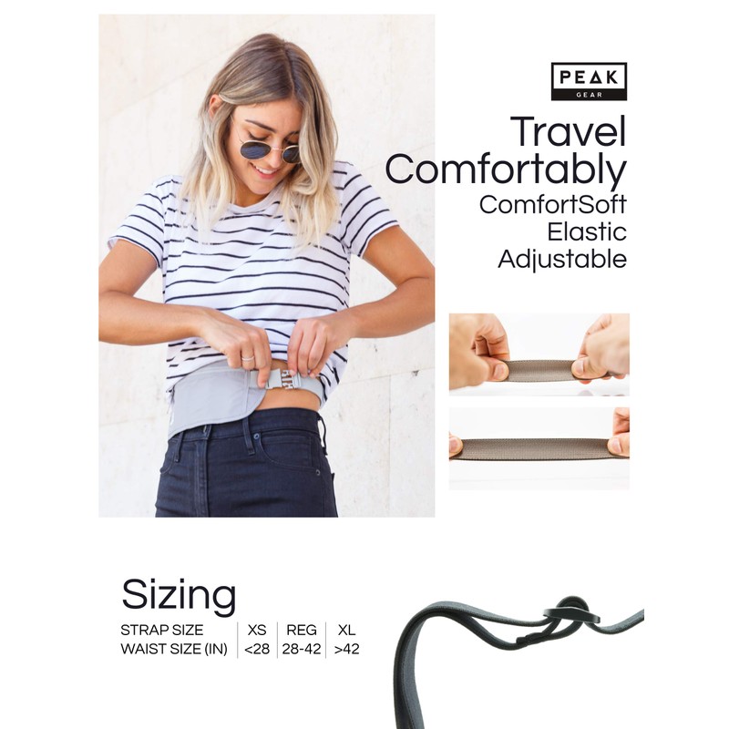 Peak Travel Money Belt with RFID Block, Theft Protection and