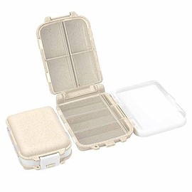 GeorgeX Organizador de Pastilla Organizadoras de Pastillas de Viaje, Pastillero Portátil con 8 Departamentos (beige)