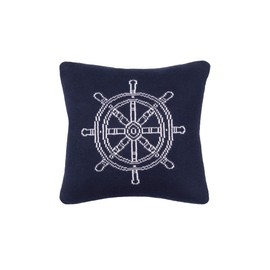 C&F Home Ship Wheel Knitted July Fourth Small Petite Accent Throw Pillow Reversable 10" x 10" Square Soft Woven Small Petite Accent Throw Pillow for Couch Sofa Bed Chair Cotton 10" x 10" Blue