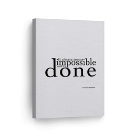 Smile Art Design Nelson Mandela It Always Seems Impossible Until It's Done Quote Inspirational Wall Art CANVAS PRINT Rustic Home Decor Ready to Hang Made in the USA- 17x11