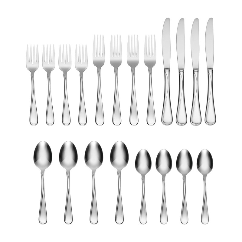 Oneida Silverware Set For 4, Flight 20-Piece Everyday Flatware Set,