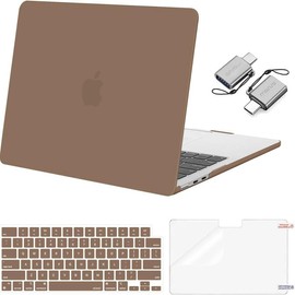 MOSISO Compatible with MacBook Air 13 inch Case 2025 2024 2023 2022 M4 A3240 M3 A3113 M2 A2681, Plastic Hard Shell&Keyboard Cover&Screen Film&Type C for MacBook Air 13.6 inch Case:_Caramel Brown