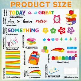 gisgfim Welcome Back to School Bulletin Board Decorations Set Motivational Learn Something New Classroom Colorful Rainbow Paper Cutouts Bulletin Board Decor for Nursery Door Teachers Chalkboard Wall