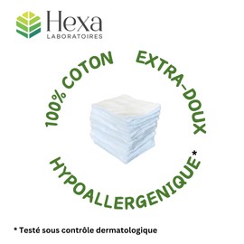 Hexacare - 200 Baumwollrechtecke, 8 x 10 cm, 100 % natürliche Baumwolle, hypoallergen, dermatologisch getestet, weich für Babys und Make-up-Entfernung