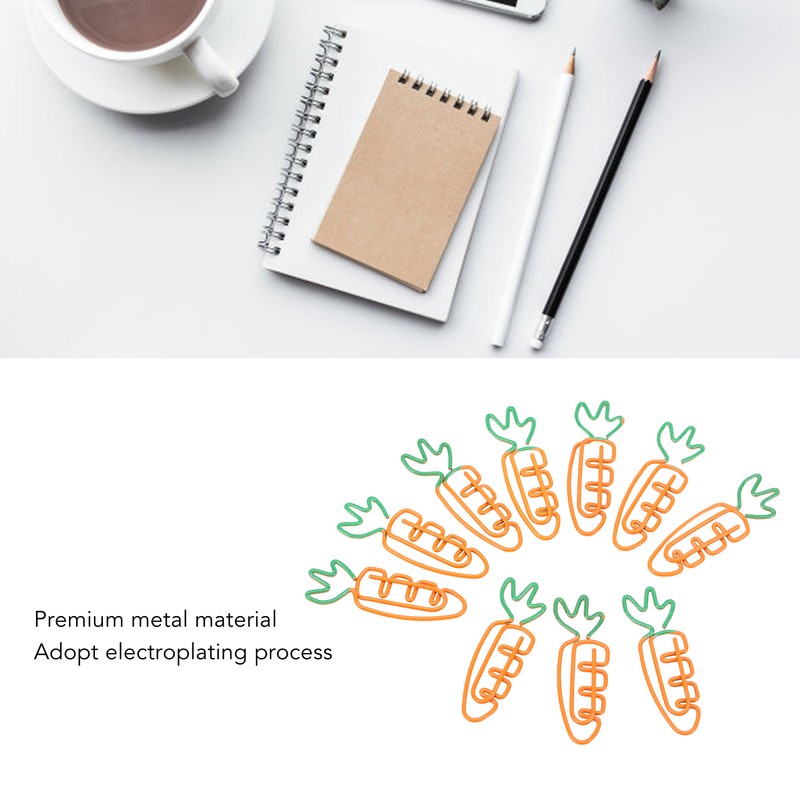 100Pcs Carrot Paper Clips Carrot Style Electroplated Metal Nonslip Rustproof