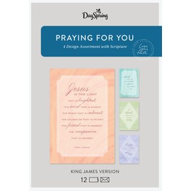 DaySpring - Praying for You King James Version - 4 Design Assortment with Scripture - 12 Boxed Cards and Envelopes (J5120)