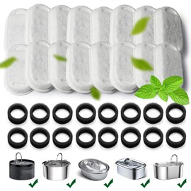 Cat Water Fountain Filters,Cat Fountain Replacement Filters for Stainless Steel 108oz/3.2L&67oz/2L Adjustable Water Flow Pet Water Fountain,Dog Water Fountain (16+16 Pack)