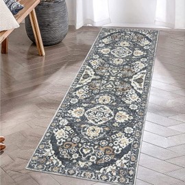 HEBE Hallway Runner Rug 2'x6' Washable Vintage Distressed Area Rugs Non Slip Laundry Rug Runner Boho Floor Carpet Runners for Hallways Entryway Laundry Room Kitchen Bathroom