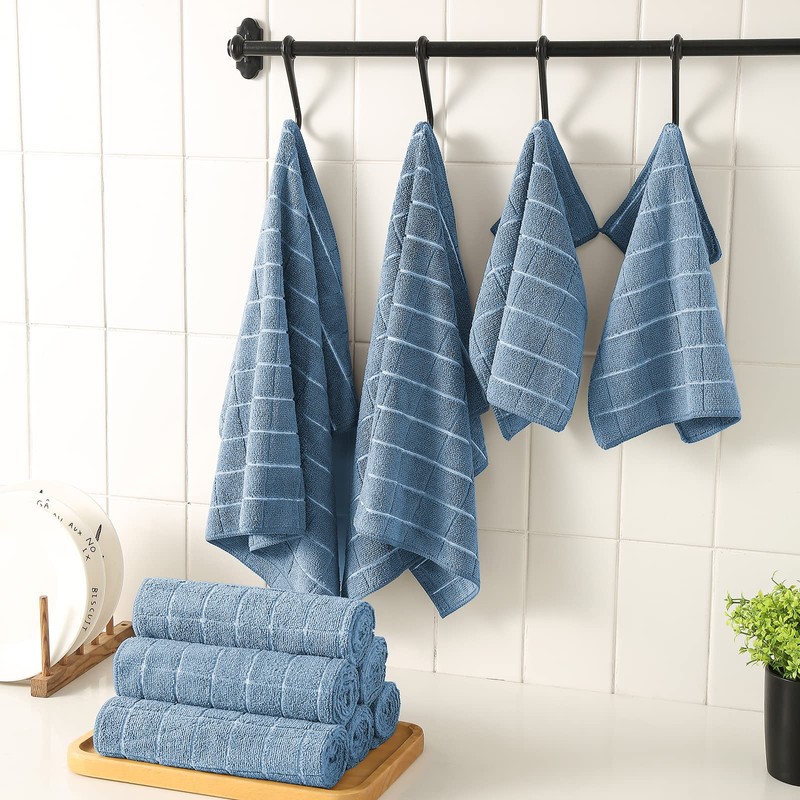 Puomue Microfiber Kitchen Towels and Dishcloths Set, 26 X 18