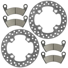 Caltric 2 Front Brake Disc Rotor And Pads for Polaris Ranger Crew XP 1000 2017-2018