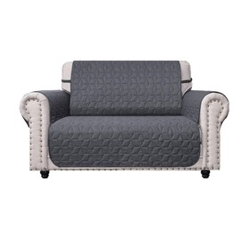 Ameritex Loveseat Cover Water-Resistant Quilted Furniture Protector with Back Nonslip Paws Slipcover for Dogs, Kids, Pets Loveseat Slipcover Stay in Place for Leather (Dark Grey, 46'')