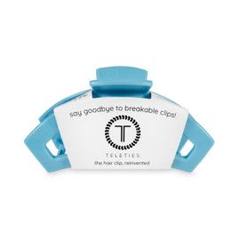 TELETIES - Open Large Hair Clip - For Thick to Super-Thick Hair - Strong Grip, Bendable Teeth, Comfortable Curved Design - For All Textures - Summer Sky