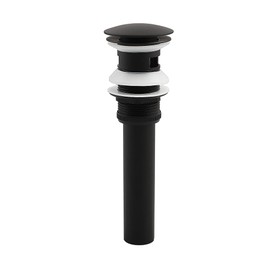 Bathroom Vessel Sink Drain Push Button Vanity Drain Lavatory Sink Drain Assembly Pop Up Sink Stopper with Overflow, Matte Black