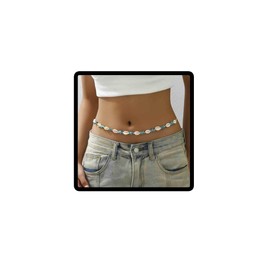 Wedity Boho Colorful Starfish Waist Chain Beaded Shell Flower Belly Chain Summer Beach Bikini Body Chain Adjustable Jewelry for Women Girls(Blue)