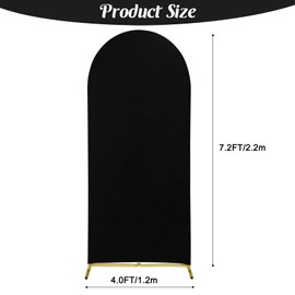 Wedding Arch Cover 7.2FT Black Spandex Arch Cover Stretchy Fitted Arch Cover Round Top Stand Covers Double-side Chiara Backdrop Cover for Wedding Banquet Birthday Party Ceremony Baby Shower Decoration