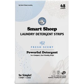 Smart Sheep - Laundry Strips - 48 Loads - Laundry Detergent Strips - Detergent Strips for Sensitive Skin - Convenient Eco Friendly & Plastic Free - Perfect for Home Travel & Camping - Fresh Scent