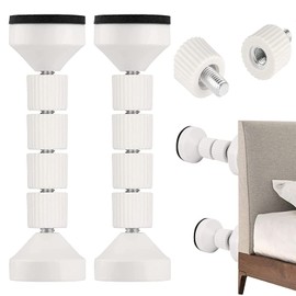 JOOVCC 2Pack Headboard Stoppers, Adjustable Threaded Bed Frame Anti-Shake Tool Bed Wall Stopper, Prevent Rocking Headboard Pad, Headboard Stopper Stabilizer Bumper for Wall Floor(Whiet)
