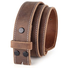 F&L CLASSIC Men's Belt Genuine full Grain Buffalo leather Vintage Distressed,Snap on Strap belts for men, 1 1/2" Wide, Made in USA,buffalo hunter w/white stitching,1288-02, size 36