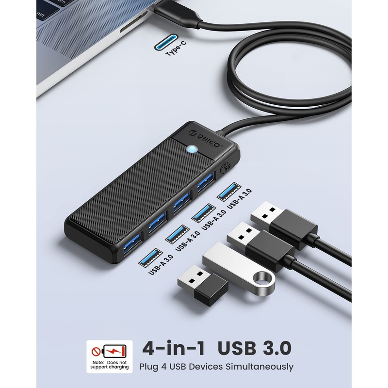 USB Hub, ORICO 4 Ports USB Hub 3.0 USB Adapter,