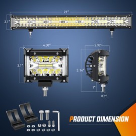 Nilight Side Shooter LED Light Bar Set 20 Inch Triple Row Spot Flood Combo Lights, 2PCS 4.3Inch LED Pod Lights with 5Pin Rocker Switch Wiring Harness Kit for Off-Road Fog Light