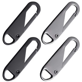 Zipper Pulls，4 PCS Metal Zipper Handle Replacement,Detachable Zipper Pull Tabs Fix for Luggage, Suitcases, Backpacks, Jackets, Purses, Handbags(2 Black,2 Gun-Black)