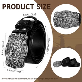 Panitay 3 Pcs Cowboy Accessories for Men Including Western Buckle Belt Hat Band for Cowboy Hat Vintage Bolo Tie (No Hat) (Novel Style)