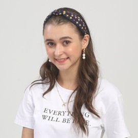 Lala 라라 에스닉 격자 헤어밴드-BLACKBLUE(LALAH326) Lala Ethnic Check Hairband - BLACKBLUE (LALAH326)