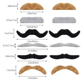 72 Pcs Self Adhesive Fake Mustache Set,Novelty Hairy Mustanches,Costume Facial Hair for St. Patrick's Day and Role-Playing(Mixed Colors) Black