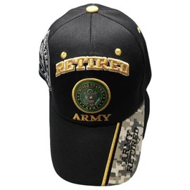 Trade Winds Adult US Retired Army with Seal Black Adjustable Strap Hat Cap