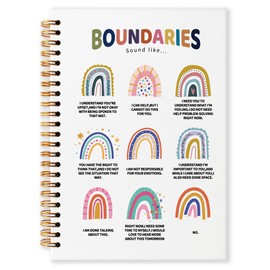 Grace Yonks Cute Colorful Rainbow Boundaries Journal Notebook, Mental Health Self-Care Journal, Aesthetic Composition Book for Girls, Preppy School Supplies, 5.8" x 8.3" with 80 Pages(007)