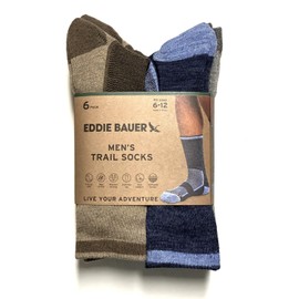 Eddie Bauer Men's Trail Socks - 6-Pack Sizes 6-12