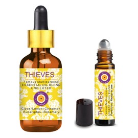 Deve Herbes Thieves Multipurpose Undiluted Essential Oil Blend 50ml (1.69 oz) with Pre-Diluted Ready-to-Use Roll-on 10ml (0.33 oz)