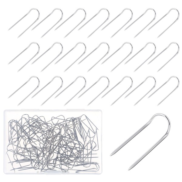 Jeffdad Pack of 100 U-Shape Pins, Stainless Steel Pin Without