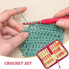 Crochet Hook Set with Case | Knitting Needles Set 9 Sizes,Hand Knitting Craft Art Tools, Comfortable Grip, Yarn Crochet Kit, Knitting Supplies, Ergonomic Handle
