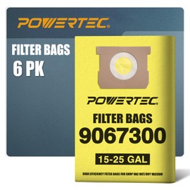 POWERTEC Shop Vacuum Bags 6 Pack for Shop Vac 90673 15-25 Gallon Vacuum Bag, Replacement Filter Bags for Shop Vac Type J 9067300 Wet/Dry Vac Dust Collection Bags, Shop Vacuum Accessories for Shop Vac