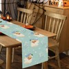 Christmas Table Runner Blue Santa Claus Merry Christmas Tree Snowflake