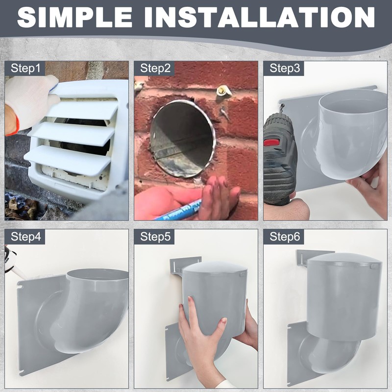 4 Inch Dryer Vent Cover UV Resistant with Screws and