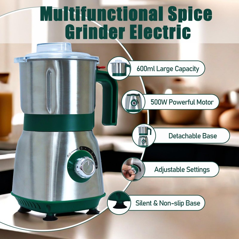 Grinder for Kitchen, Spice Grinder Electric Dry Comes With 3