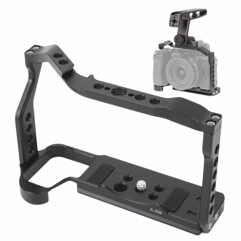 Aluminum camera cage for Z50 with multiple mounting interfaces, lightweight