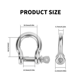 Axigundaone 24Pcs D Ring Shackles 1/4 Inch, Stainless Steel Clevis Shackle for Rigging, Screw Pin Anchor Shackle for Traction Wire, Chains (Silver)