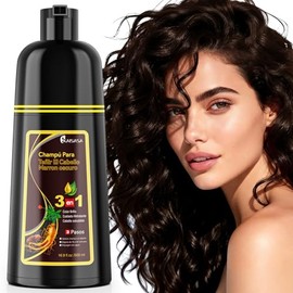 Hair Dye Shampoo, DarkBrown Hair Dye Shampoo con Tinte para Cubrir canas, 3 in 1 Semi-Permanent Hair Color para Mujer Hombre (Marrón oscuro)          