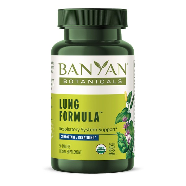 Banyan Botanicals Lung Formula – Organic Respiratory Support for Lung Health – Plant-Based Blend with Licorice, Tulsi Leaf, and Other Lung Health Herbs – 90 Tablets – Non GMO Sustainably Sourced Vegan