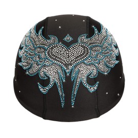 Helmetra Blink Rhinestone Blue Tribal Wings with Heart Custom Helmet Cover