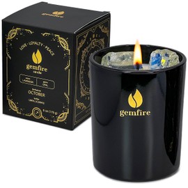 GemFire Organic Scented Crystal Candle - Opal Gemstone, October Birthstone Gift - Libra and Scorpio Zodiac Sign - Natural Soy Wax & Beeswax - Long-Burn for Aromatherapy, Meditation, Relaxation