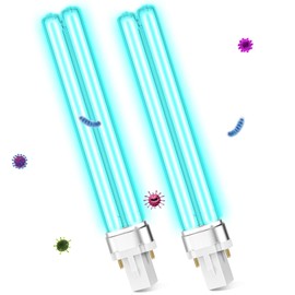 Qualirey 2 Pcs 9W UV Light Bulb Compatible with D200 Air Purifier, Air Purifier Whole House UV Light for R18, R18D R2000 Induct Air Purifier, UVC G23 2 Pin Base HVAC UV Light Bulb Replacement