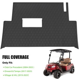 Club Car Precedent Golf Cart Full Coverage Floor Liner Mat, fits Club Car Precedent (2004-2023), Onward & Tempo (2017-2023), Villager & V4L (2019-2023), Durable Anti-Slip Rubber, All Black